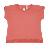 Tricou din bumbac cu dantelă pentru bebeluș, roz Idexe 239670 