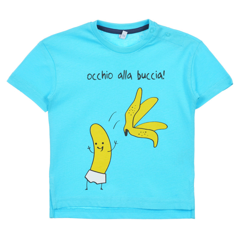 Tricou din bumbac cu imprimeu banană pentru bebeluș, albastru  239694