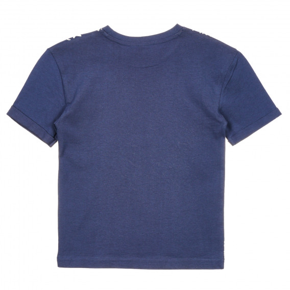 Tricou din bumbac cu imprimeu grafic, culoare albastră închis Idexe 239700 4