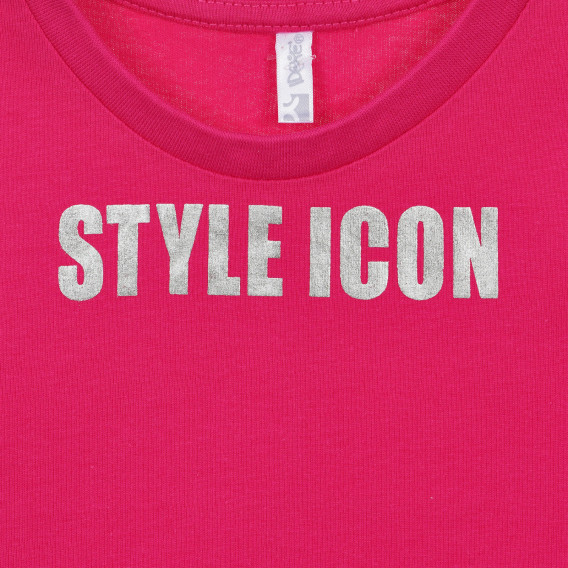 Tricou din bumbac cu inscripția Style Icon, roz Idexe 239713 3