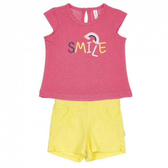 Set de bumbac Smile pentru bebeluș, roz și galben Idexe 239734 