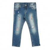 Jeans din bumbac cu efect uzat, albastru Idexe 239776 