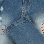 Jeans din bumbac cu efect uzat, albastru Idexe 239777 2