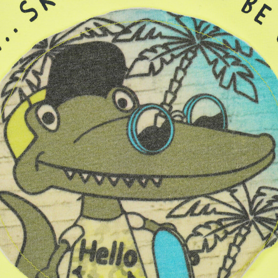 Tricou cu imprimeu crocodil pentru bebeluș, galben Idexe 239785 2