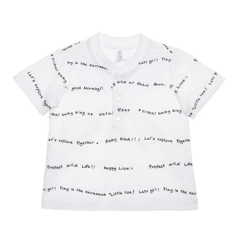 Tricou din bumbac cu inscripții pentru bebeluș, alb  239890