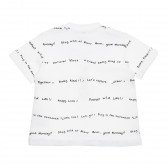 Tricou din bumbac cu inscripții pentru bebeluș, alb Idexe 239891 2