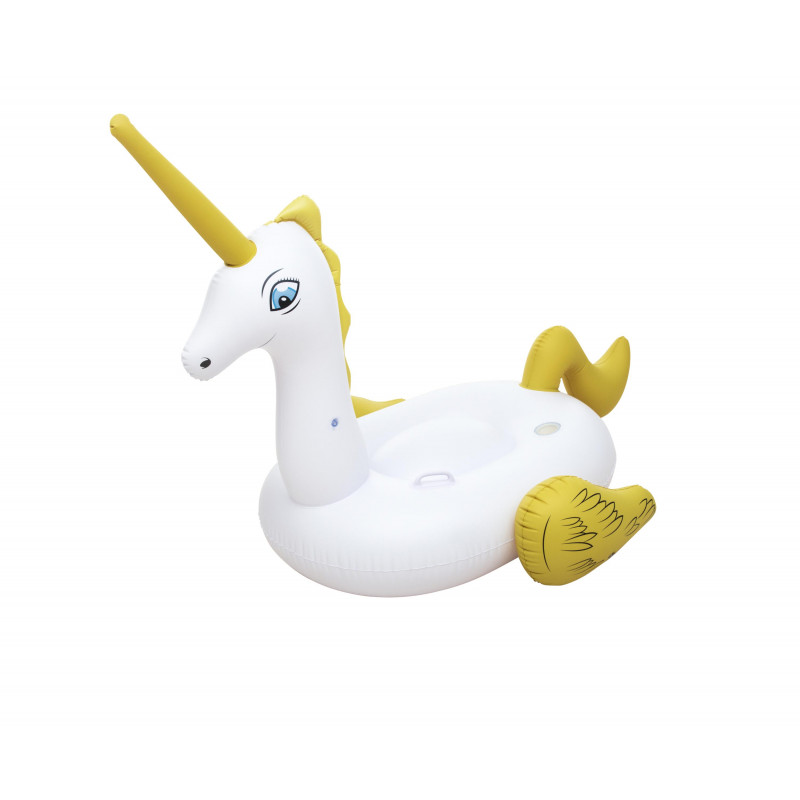 Saltea gonflabilă Unicorn, 220 x 195 x 112 cm, alb cu galben  239944