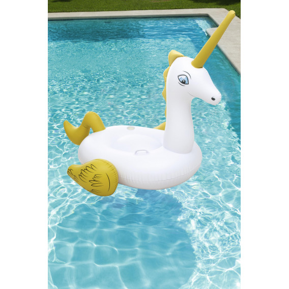 Saltea gonflabilă Unicorn, 220 x 195 x 112 cm, alb cu galben Bestway 239946 7
