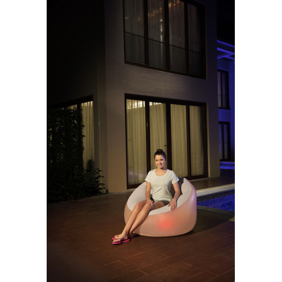 Fotoliu rotund gonflabil cu lumini LED Air Chair, 102 x 97 x 71 cm, gri Bestway 239991 6