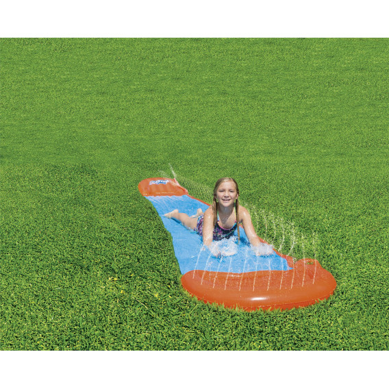 Tobogan de apă gonflabil simplu pentru copii H2OGO! Diapozitiv unic, 5,49 m albastru și portocaliu Bestway 240056 7