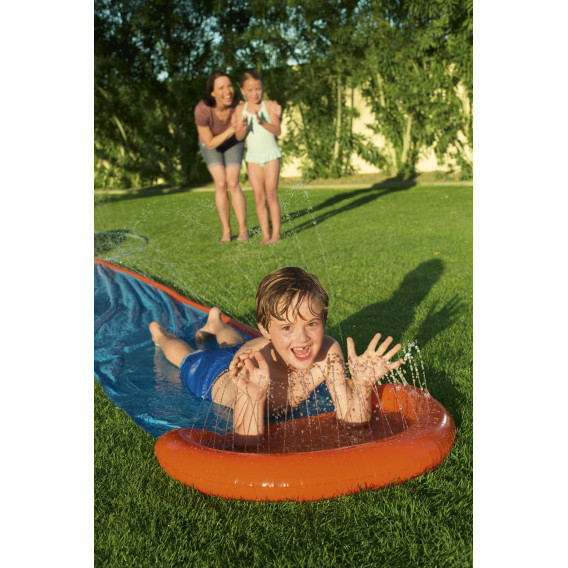Tobogan de apă gonflabil simplu pentru copii H2OGO! Diapozitiv unic, 5,49 m albastru și portocaliu Bestway 240057 8