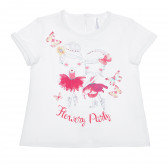 Bluză din bumbac cu inscripția Flowery Party pentru bebeluș, multicoloră Idexe 240195 