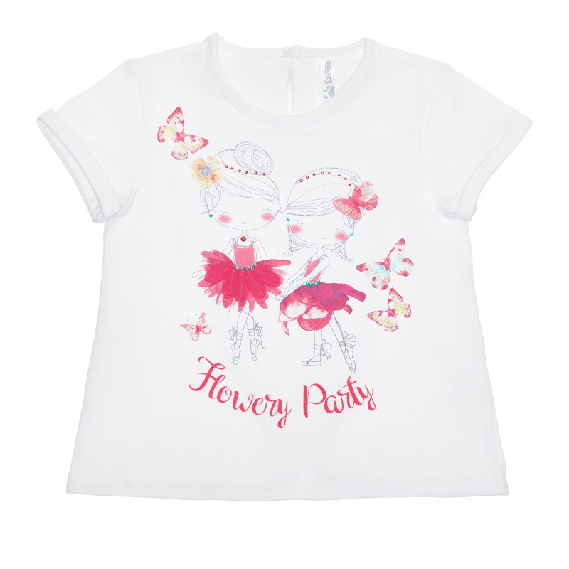 Bluză din bumbac cu inscripția Flowery Party pentru bebeluș, multicoloră  240195