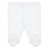 Pantaloni compleți de bumbac pentru bebeluși, albi Idexe 240207 