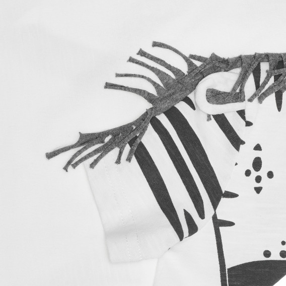 Tricou din bumbac cu girafă pentru bebeluș, alb Idexe 240213 3