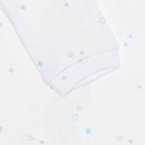 Salopetă din bumbac cu stele pentru bebeluș, alb și albastru Idexe 240216 2
