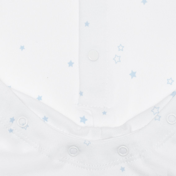 Salopetă din bumbac cu stele pentru bebeluș, alb și albastru Idexe 240218 4