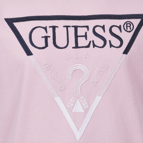 Tricou din bumbac cu aplicația logo-ului mărcii, roz Guess 240244 2