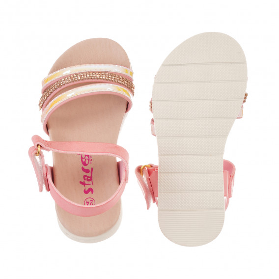 Sandale cu fixare velcro pentru fete, roz Star 240536 6