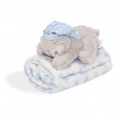 Pătură pentru bebeluși 80 x 100 cm set cu jucărie de pluș Ursuleț, albastru Inter Baby 240599 