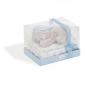 Pătură pentru bebeluși 80 x 100 cm set cu jucărie de pluș Ursuleț, albastru Inter Baby 240600 2