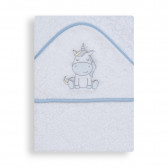 Prosop de baie pentru bebeluși UNICORNIO, 100 x 100 cm, alb și albastru Inter Baby 240654 