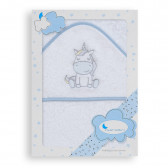 Prosop de baie pentru bebeluși UNICORNIO, 100 x 100 cm, alb și albastru Inter Baby 240655 3