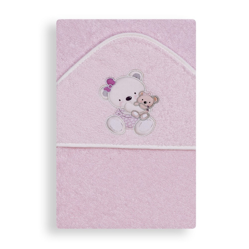 Prosop de baie pentru bebeluși OSITA COLUMPIO, 100 x 100 cm, roz  240658