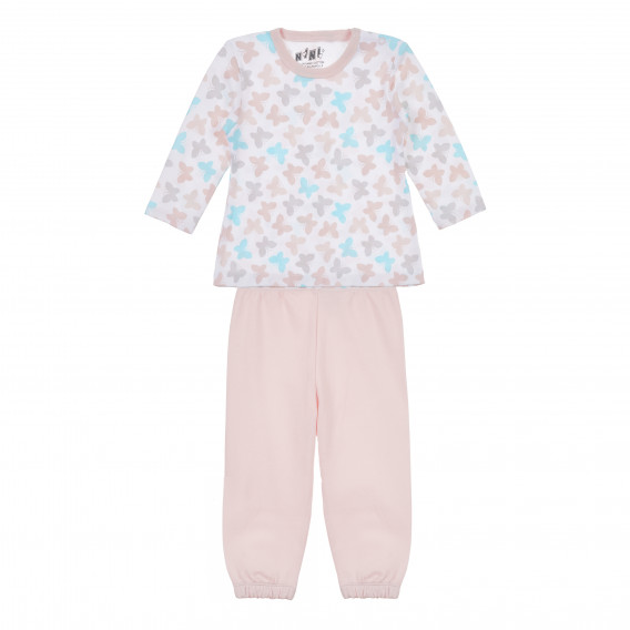 Pijamale din bumbac organic cu imprimeu fluturi, pentru fete NINI 241248 
