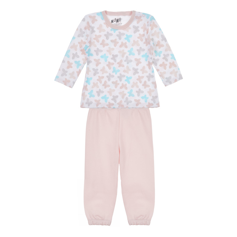 Pijamale din bumbac organic cu imprimeu fluturi, pentru fete  241248