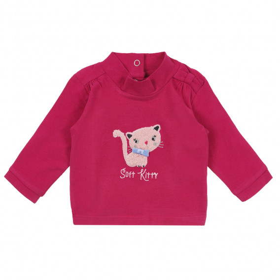 Bluză din bumbac cu mâneci lungi și imprimeu pentru fete,  roz Chicco 241298 