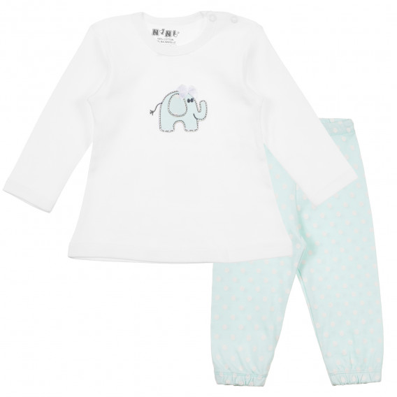Pijamale din bumbac cu aplicație elefant, pentru copii NINI 241420 