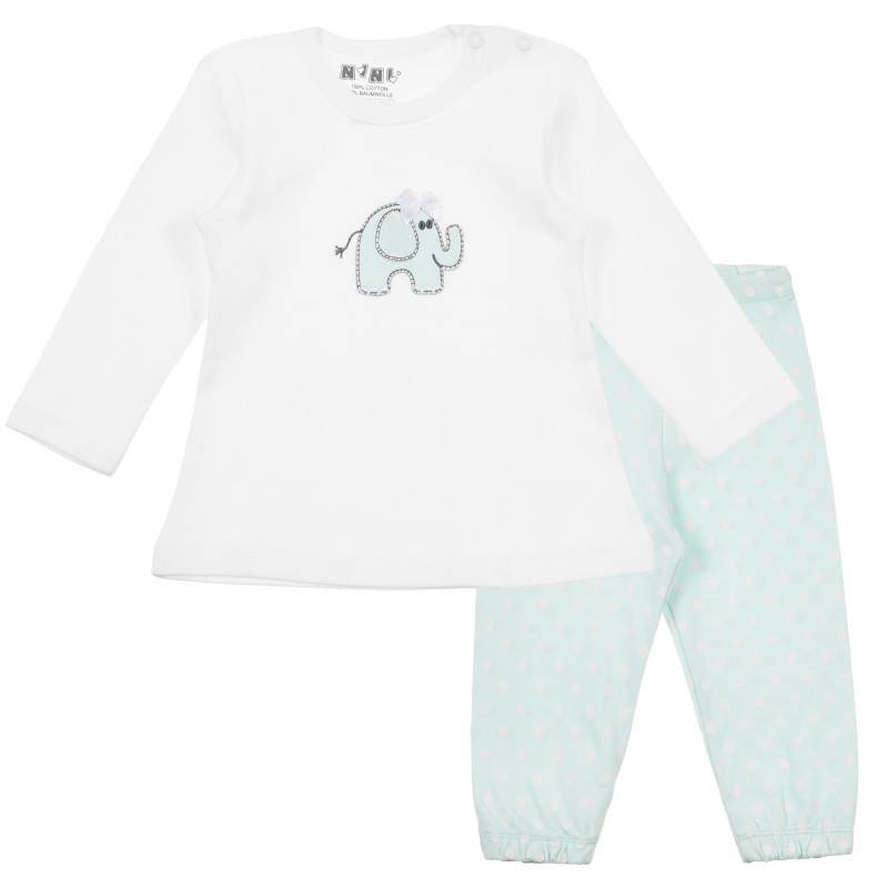 Pijamale din bumbac cu aplicație elefant, pentru copii  241420