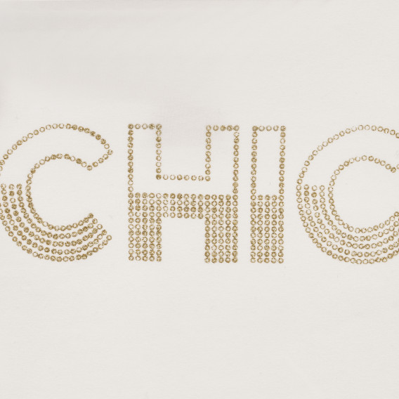 Bluză din bumbac cu mânecă lungă pentru fete, ecru, cu imprimeu „Chic” Chicco 241461 4
