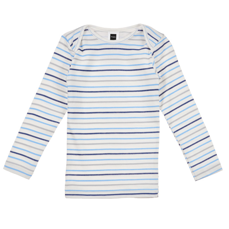 Bluză cu dungi de bumbac cu mâneci lungi pentru băieței, albă  241673