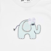 Bluză din bumbac cu aplicație de elefant și mâneci scurte pentru fete NINI 241733 2