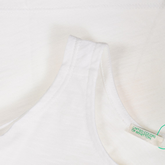 Bluză din bumbac cu inscripție pentru bebeluși, albă Benetton 241738 3
