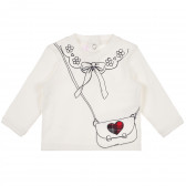 Bluză din bumbac cu mânecă lungă pentru fete, cu imprimeu, alb Chicco 241766 
