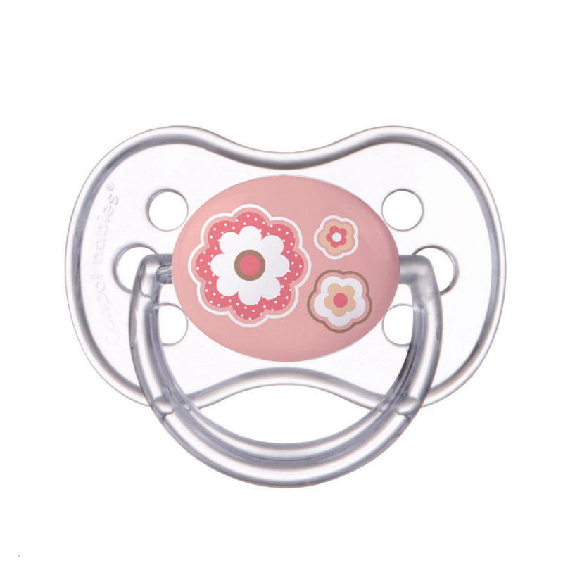 Suzetă „Nou-născut”, 6-18 luni, 1 buc., Flori roz  241795