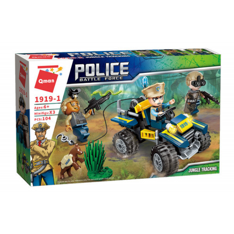 Set de Construcție Qman - Mașină de poliție - salvator, 104 piese  241854