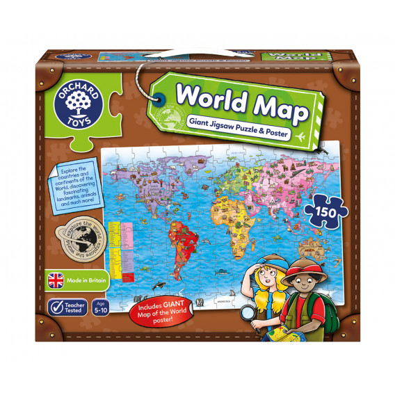 Harta lumii - puzzle și afiș Orchard Toys 242280 