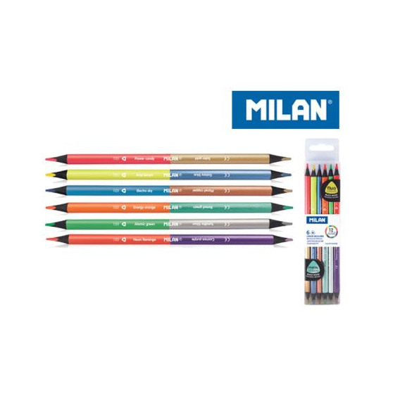 Creioane bicolore, fluor-metalice triunghiulare bicolore, 2,9 mm Milan 242337 
