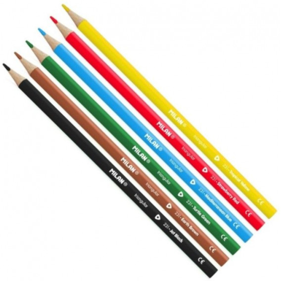 Creioane colorate, triunghiulare, 2,9 mm, 6 culori Milan 242338 