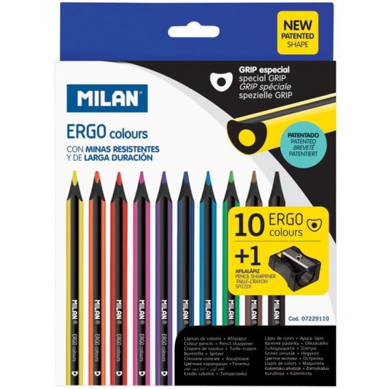 Creioane colorate, Ergo, 3,5 mm, 10 culori + ascuțitoare Milan 242342 2
