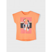 Tricou din bumbac organic cu imprimeu papagal, portocaliu Name it 242387 