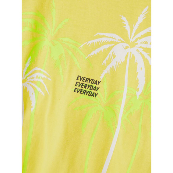 Tricou din bumbac organic cu imprimeu palmier, galben Name it 242392 3
