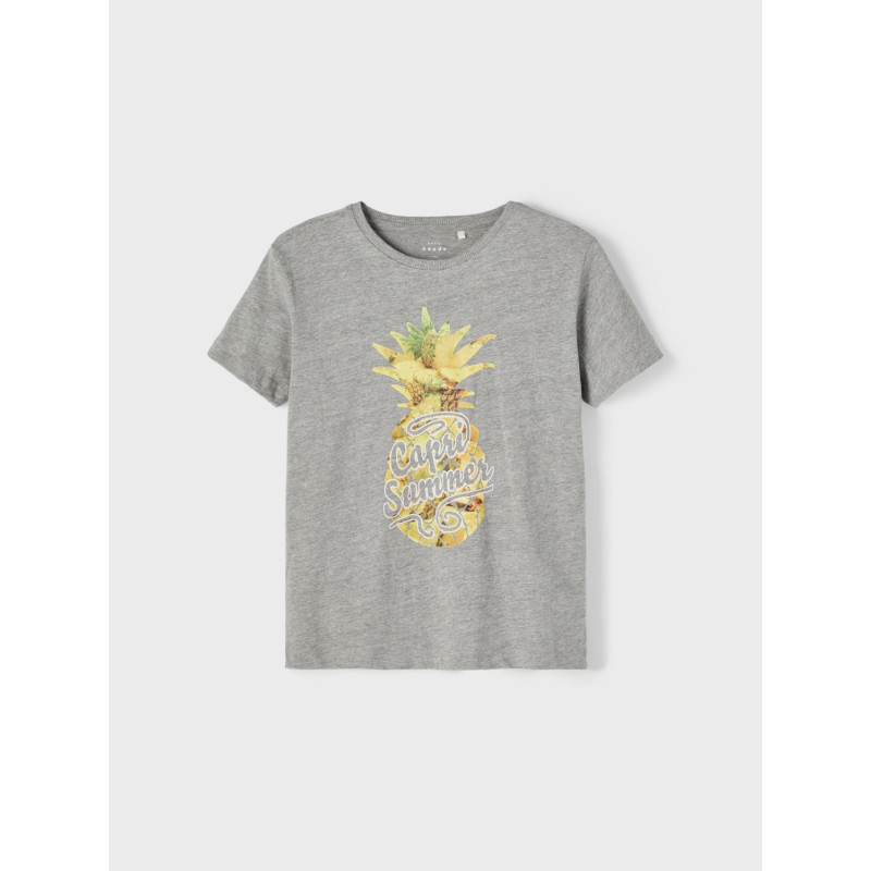 Tricou din bumbac organic cu imprimeu de ananas, gri  242402