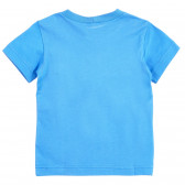 Tricou din bumbac cu imprimeu grafic și inscripție Jump high, albastru Benetton 242411 7