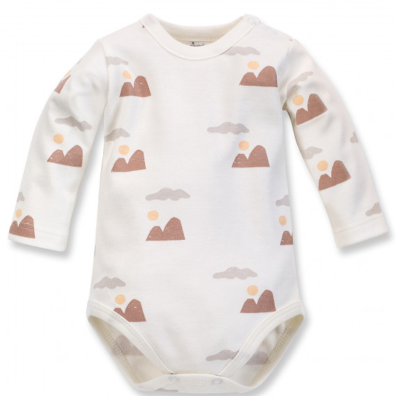 Body din bumbac cu mâneci lungi și imprimeu pentru bebeluș, culoare albă Pinokio 242511 