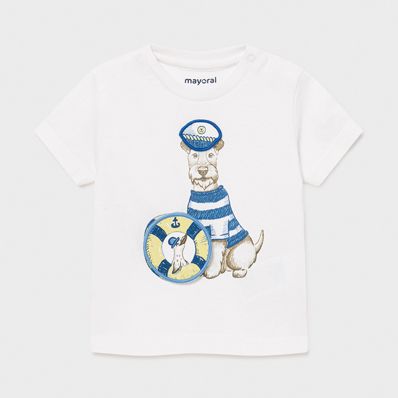Tricou din bumbac cu imprimeu grafic pentru bebeluși, de culoare albă  242615